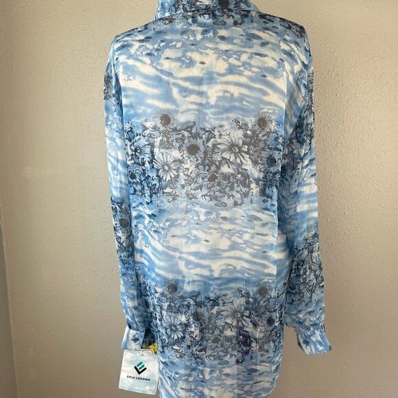 NWT Erin London Sheer Silk Button Down Shirt - Picture 8 of 9